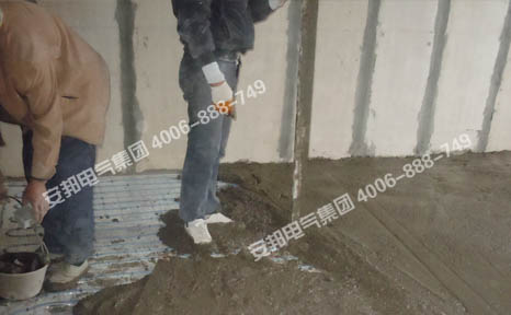 电地暖铺设完成后的混凝土回填
